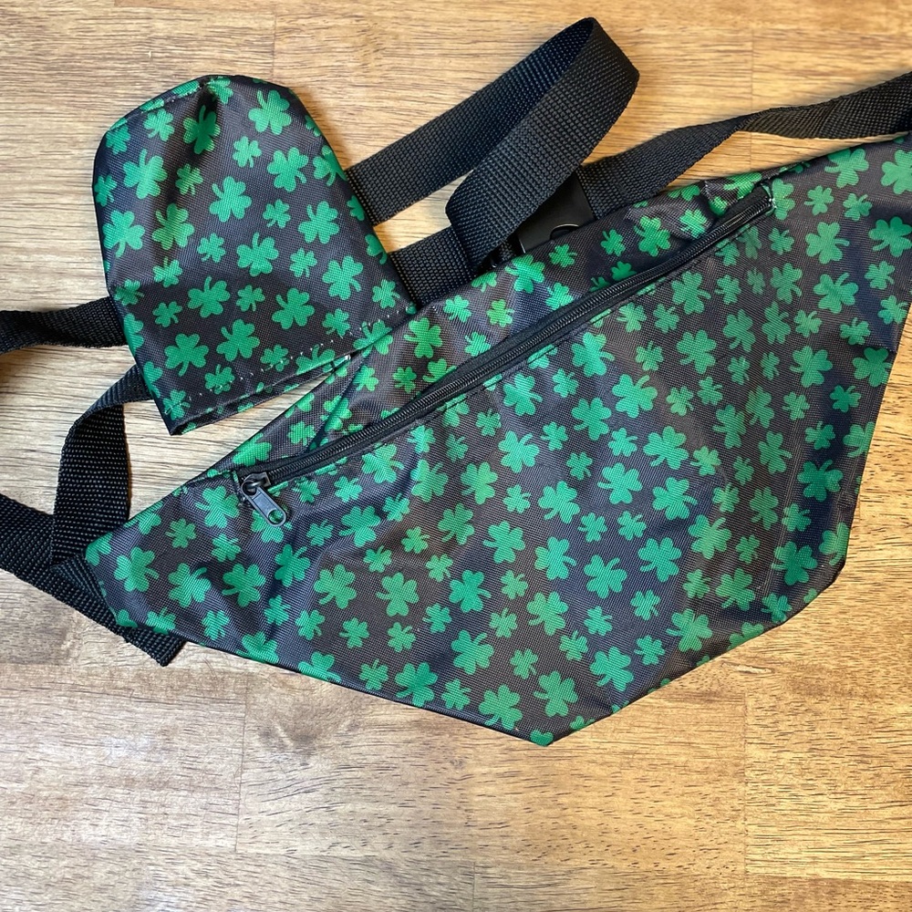 🍀3 FOR $15🍀 | Fanny Pack | Shamrock Print | Black Background